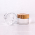 cream cosmetic 60g clear matte frosted glass jar with bamboo lid